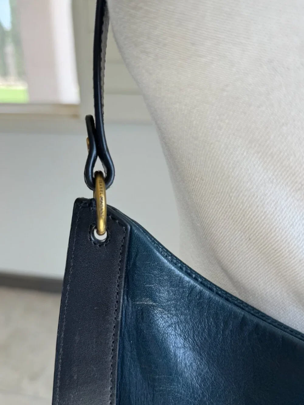 Isabel Marant Moskan Leather Shoulder Bag (Blue)